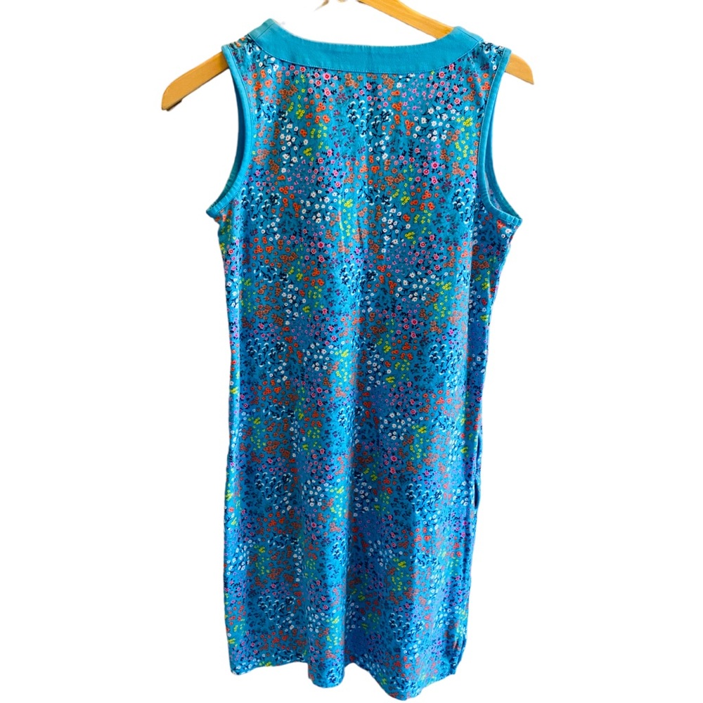 ⭐️ Lands’ End Blue Notch Neckline Floral Jersey Knit Dress - Picture 3 of 6